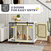 PawHut Dog Crate Furniture, 39" Dog Kennel End Table with Sliding Barn Door, Furniture Style Dog Cage for Large Dogs, White