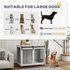 PawHut Dog Crate Furniture, 39" Dog Kennel End Table with Sliding Barn Door, Furniture Style Dog Cage for Large Dogs, White