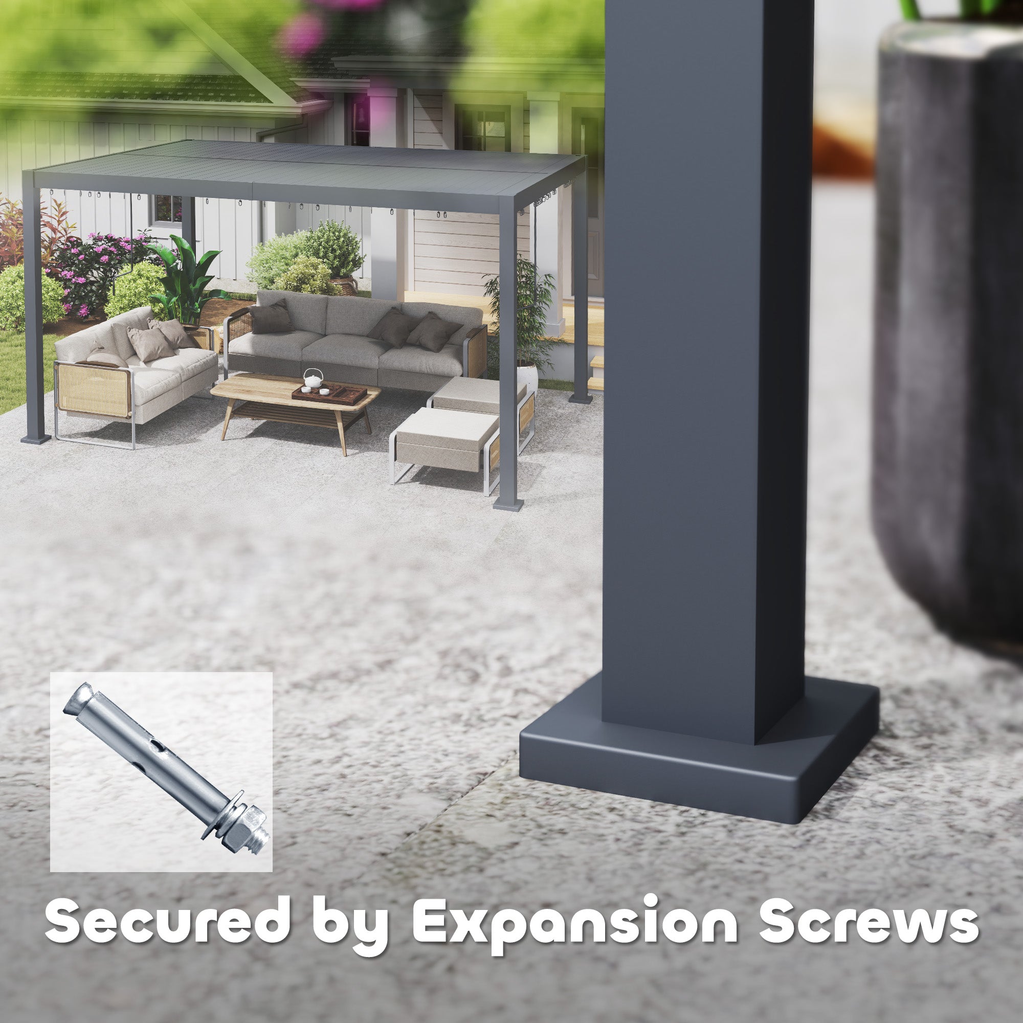 Outsunny 10' x 12' Louvered Pergola with Adjustable Metal Roof and Aluminum Frame, Outdoor Pergola Hardtop Gazebo with Drainage System, Water and UV Proof for Deck Backyard Patio