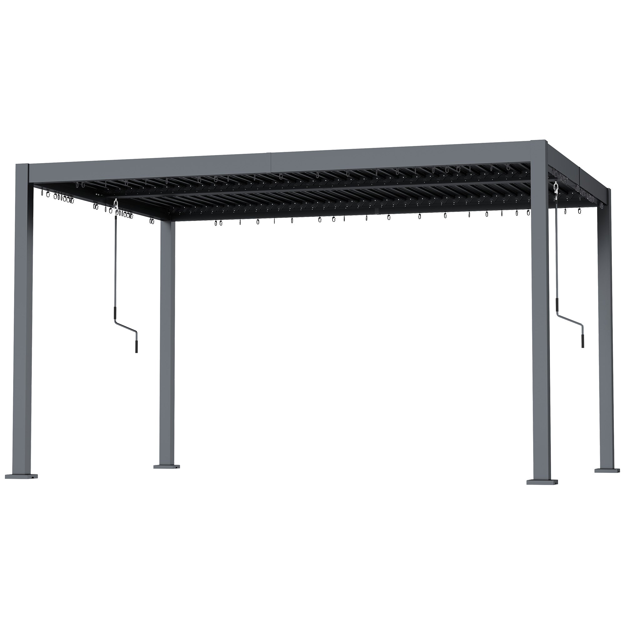 Outsunny 10' x 12' Louvered Pergola with Adjustable Metal Roof and Aluminum Frame, Outdoor Pergola Hardtop Gazebo with Drainage System, Water and UV Proof for Deck Backyard Patio