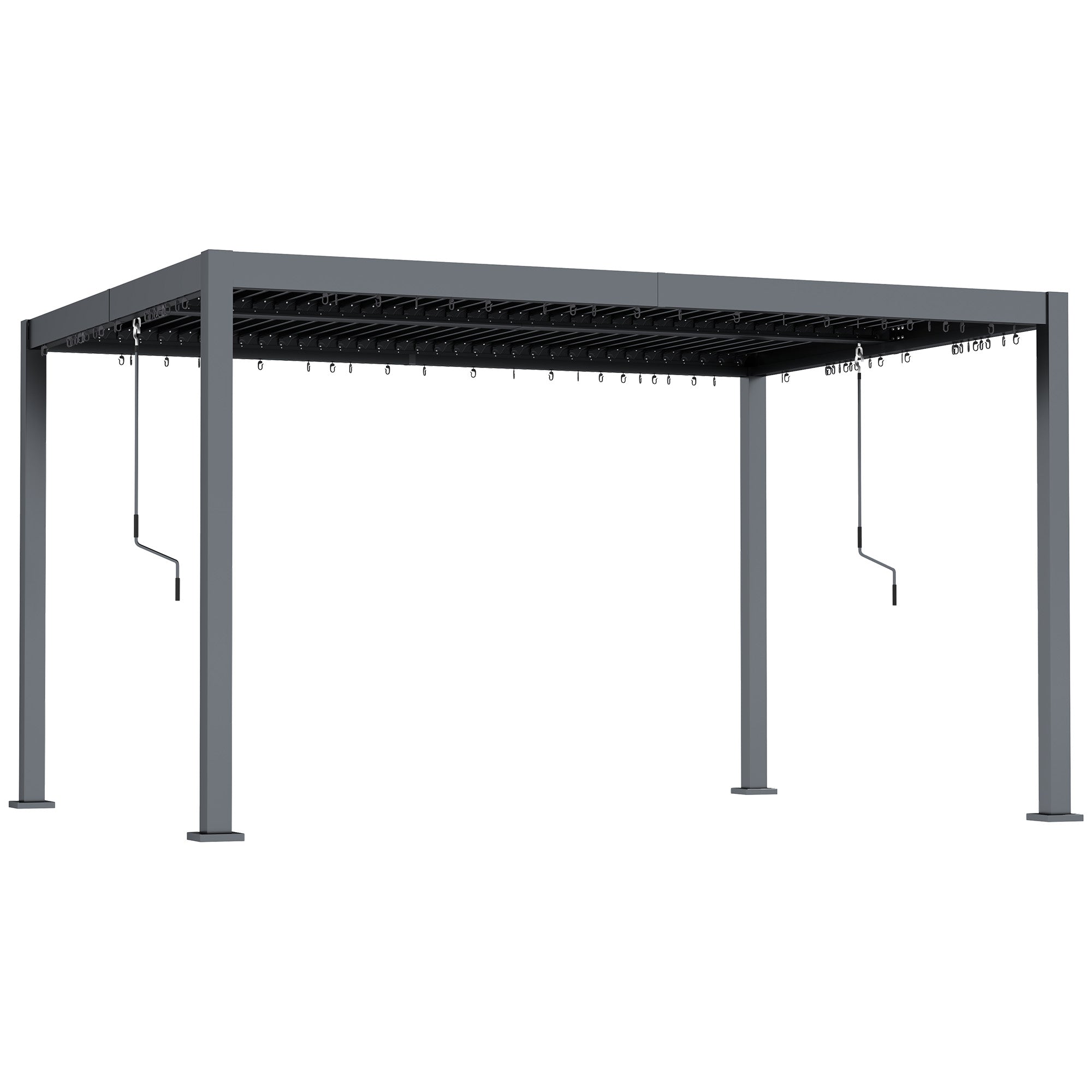 Outsunny 10' x 12' Louvered Pergola with Adjustable Metal Roof and Aluminum Frame, Outdoor Pergola Hardtop Gazebo with Drainage System, Water and UV Proof for Deck Backyard Patio