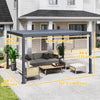 Outsunny 10' x 12' Louvered Pergola with Adjustable Metal Roof and Aluminum Frame, Outdoor Pergola Hardtop Gazebo with Drainage System, Water and UV Proof for Deck Backyard Patio