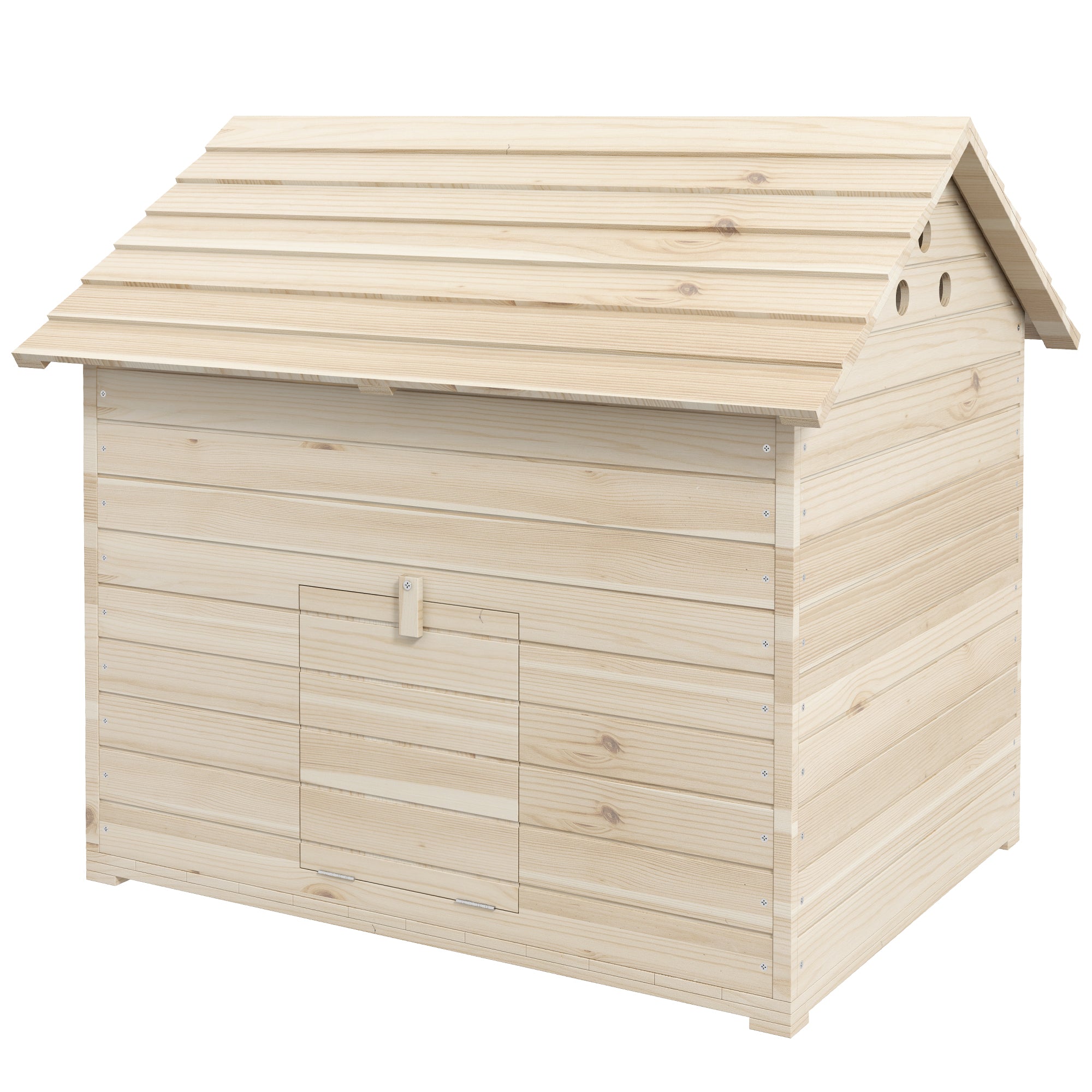 PawHut Wooden Duck House Poultry Coop for 2-4 Ducks with Openable Roof Raised Feet Air Holes Natural
