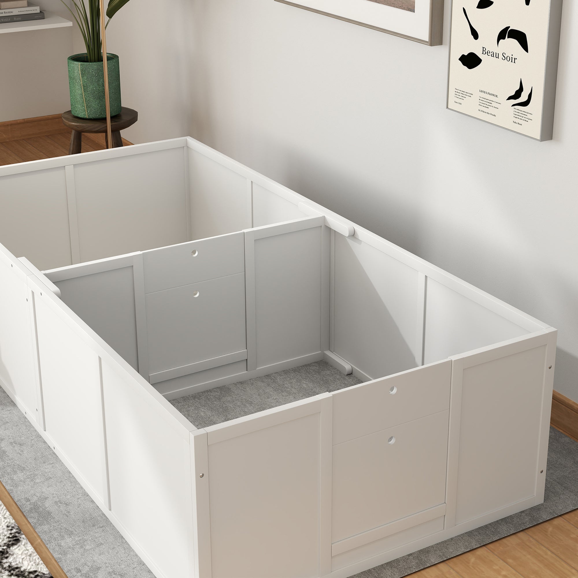 PawHut Whelping Box for Dogs, Dog Playpen with Adjustable Removable Door, Puppy Playpen for Small, Medium Dogs, 77" x 38", White