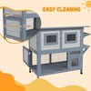PawHut Outdoor Cat House, 2 Tier Wooden Feral Cat Shelter with Escape Door, Weatherproof Roof, Jump platform, Observer Windows, for 1-2 Cats, Outside and Backyard Use, Light Grey