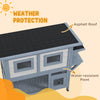 PawHut Outdoor Cat House, 2 Tier Wooden Feral Cat Shelter with Escape Door, Weatherproof Roof, Jump platform, Observer Windows, for 1-2 Cats, Outside and Backyard Use, Light Grey