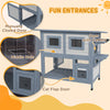 PawHut Outdoor Cat House, 2 Tier Wooden Feral Cat Shelter with Escape Door, Weatherproof Roof, Jump platform, Observer Windows, for 1-2 Cats, Outside and Backyard Use, Light Grey