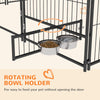 PawHut Large Dog Run, 6.9' x 6.9' x 5' Outdoor Dog Kennel with Canopy, Rotating Bowls, Door for Backyard & Garden, Coffee