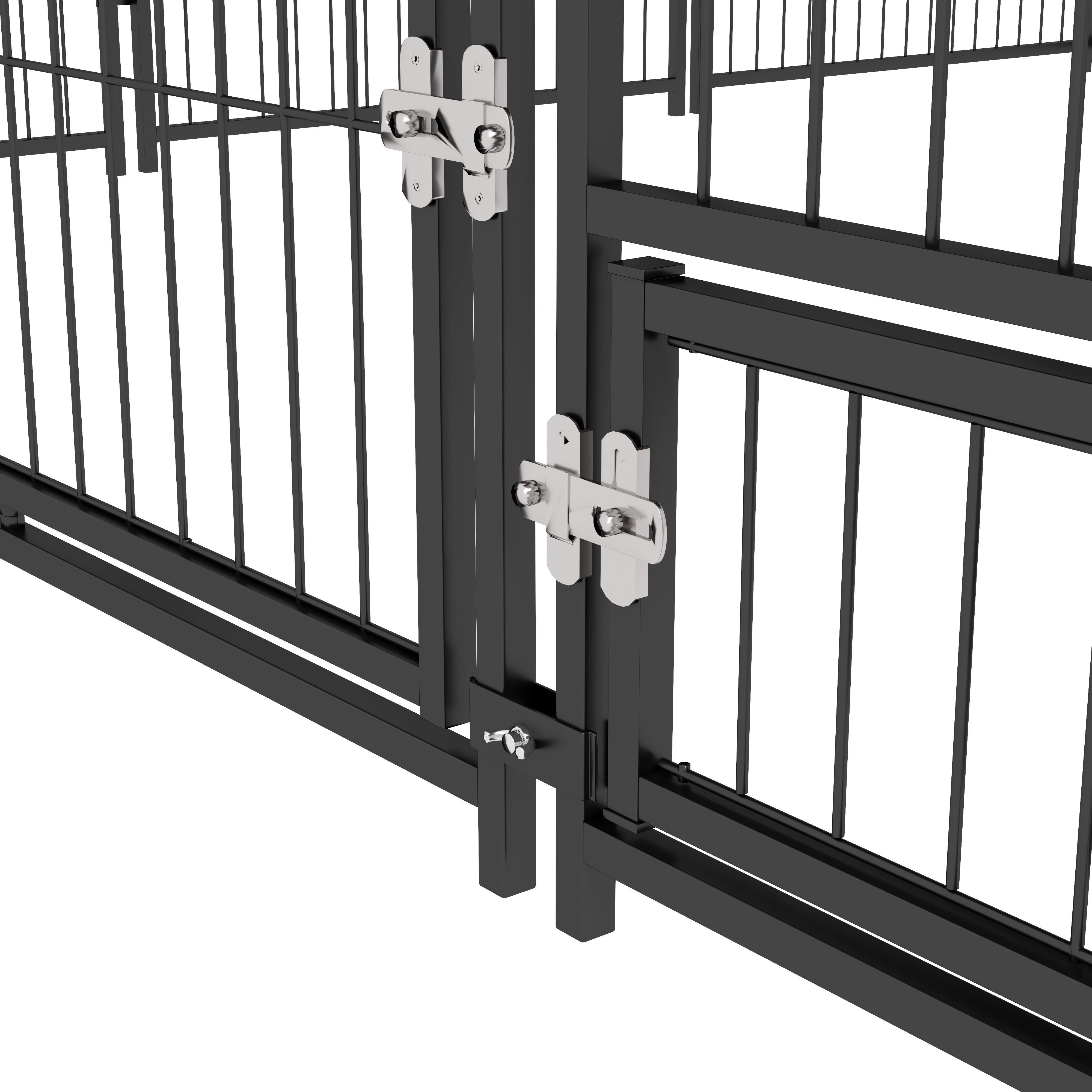 PawHut Large Dog Run, 6.9' x 6.9' x 5' Outdoor Dog Kennel with Canopy, Rotating Bowls, Door for Backyard & Garden, Coffee