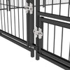 PawHut Large Dog Run, 6.9' x 6.9' x 5' Outdoor Dog Kennel with Canopy, Rotating Bowls, Door for Backyard & Garden, Coffee