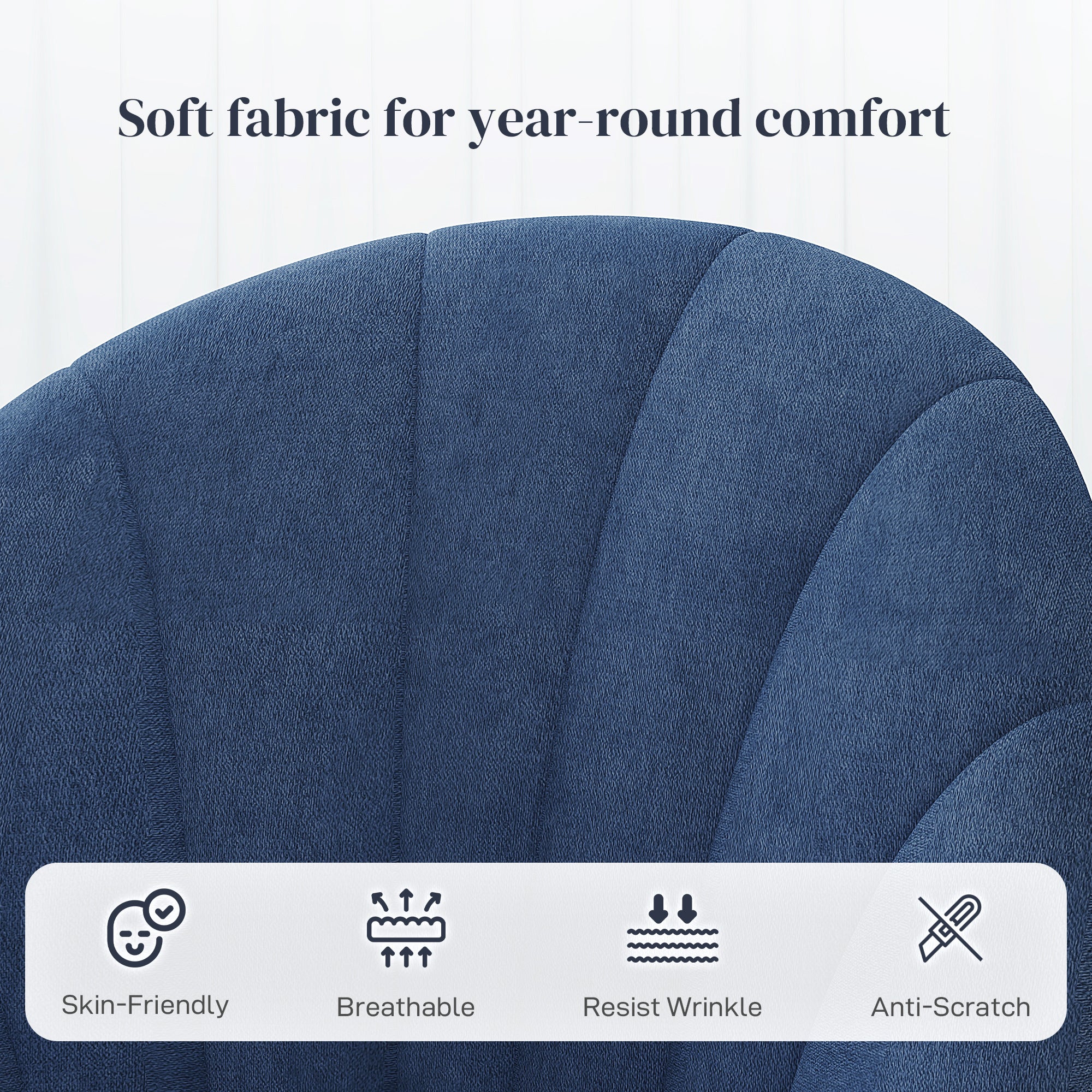 HOMCOM Dining Chairs Set of 4, Modern Upholstered Kitchen Chairs with Metal Legs, Shell Backrest and Padded Seat, Side Chairs for Dining Room, Bedroom, Living Room, Blue