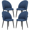 HOMCOM Dining Chairs Set of 4, Modern Upholstered Kitchen Chairs with Metal Legs, Shell Backrest and Padded Seat, Side Chairs for Dining Room, Bedroom, Living Room, Blue