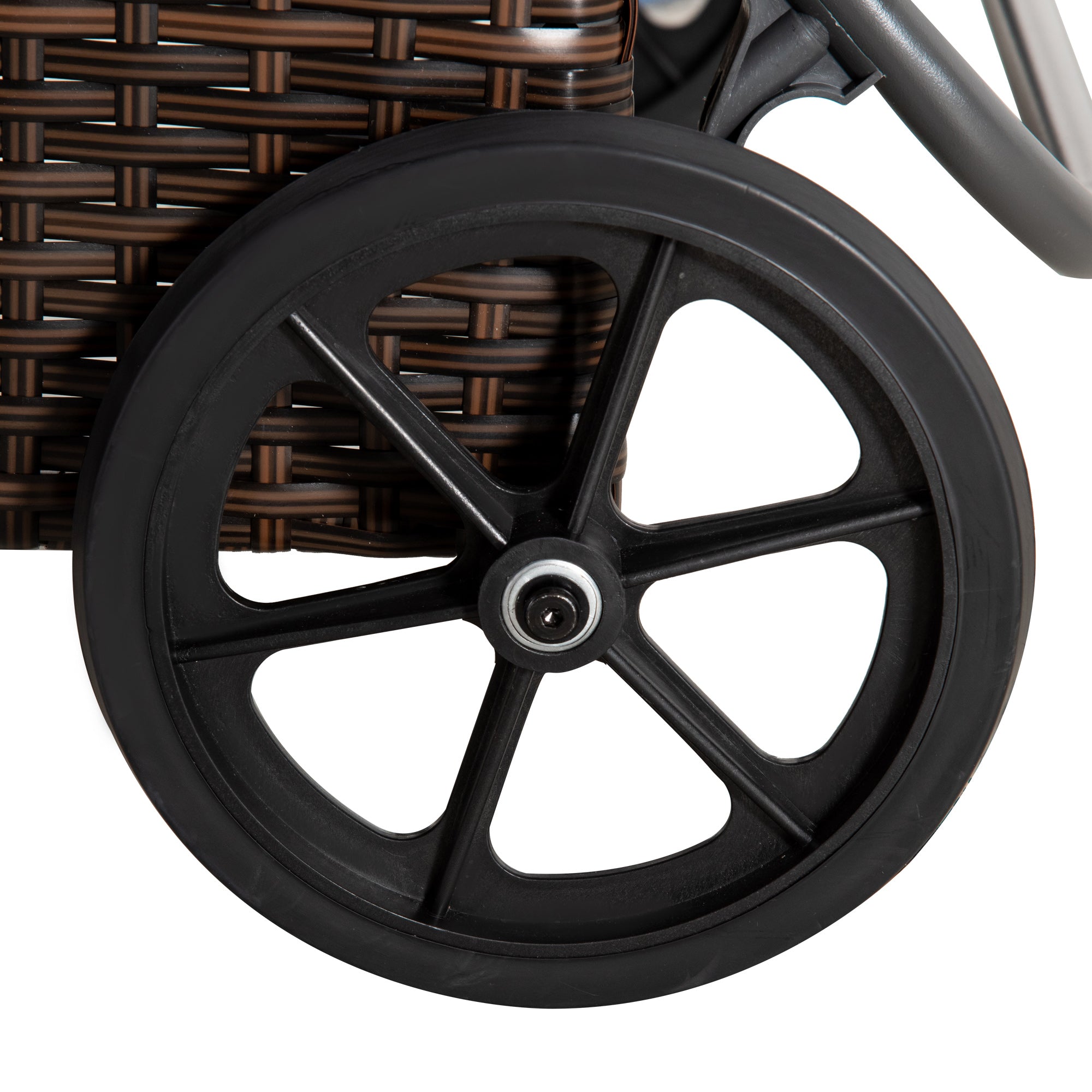 Outsunny 3 Pieces Wicker Patio Lounger Set with Table, PE Rattan Outdoor Lounge Chair Set with Cushions, Wheels, 5-Level Reclining Backrest, Headrest, Brown/Grey