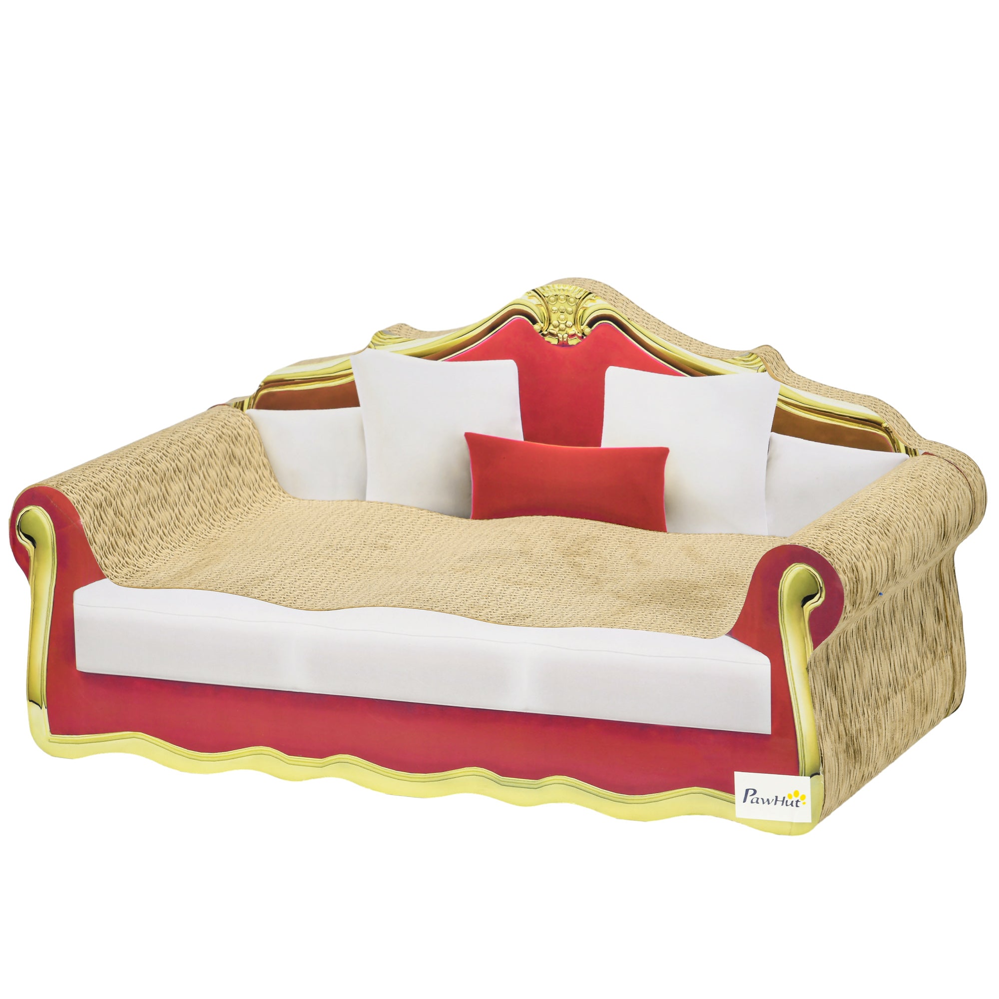 PawHut Cat Scratching Board, Cardboard Cat Scratcher Lounge Sofa with Catnip, 58 x 29.5 x 29cm