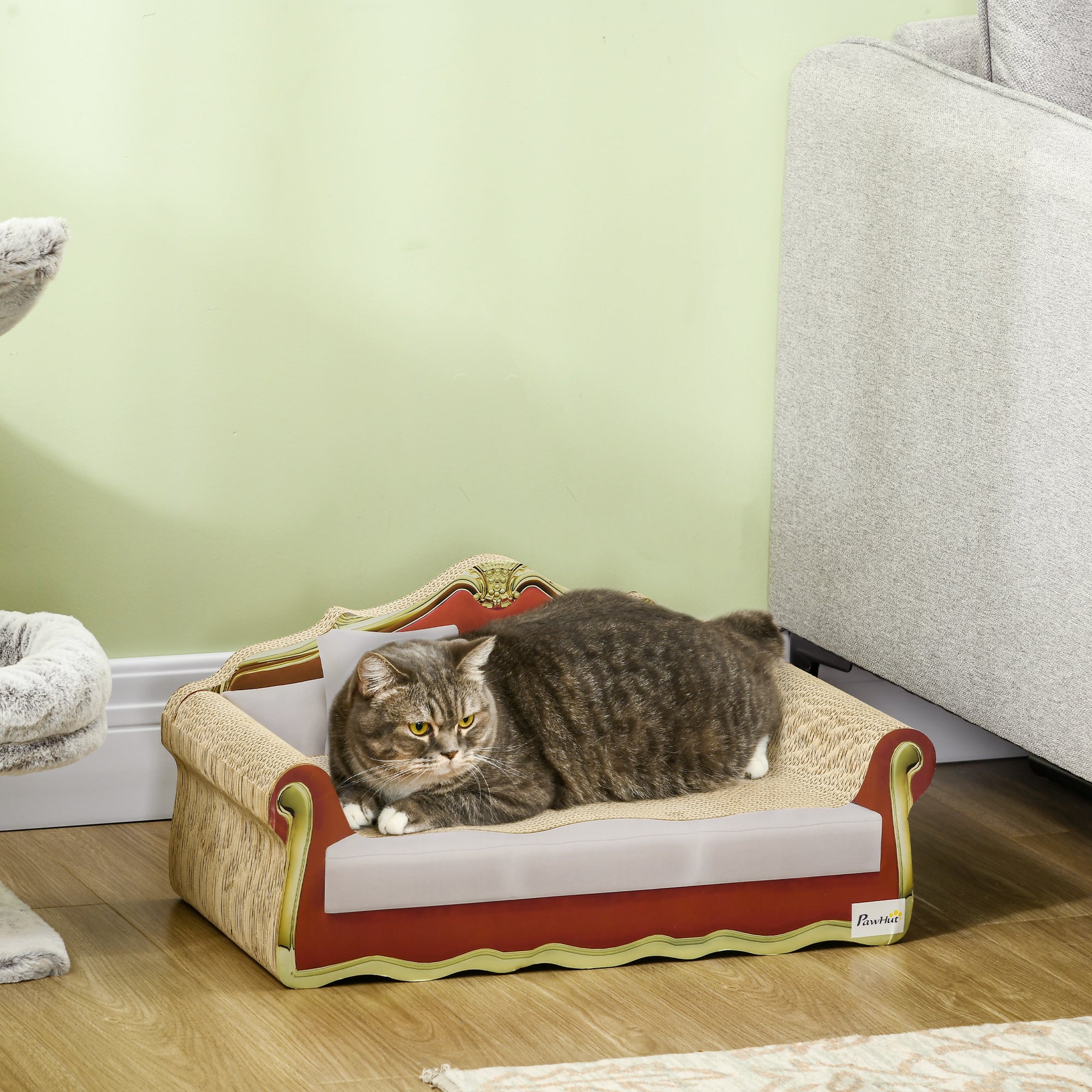 PawHut Cat Scratching Board, Cardboard Cat Scratcher Lounge Sofa with Catnip, 58 x 29.5 x 29cm