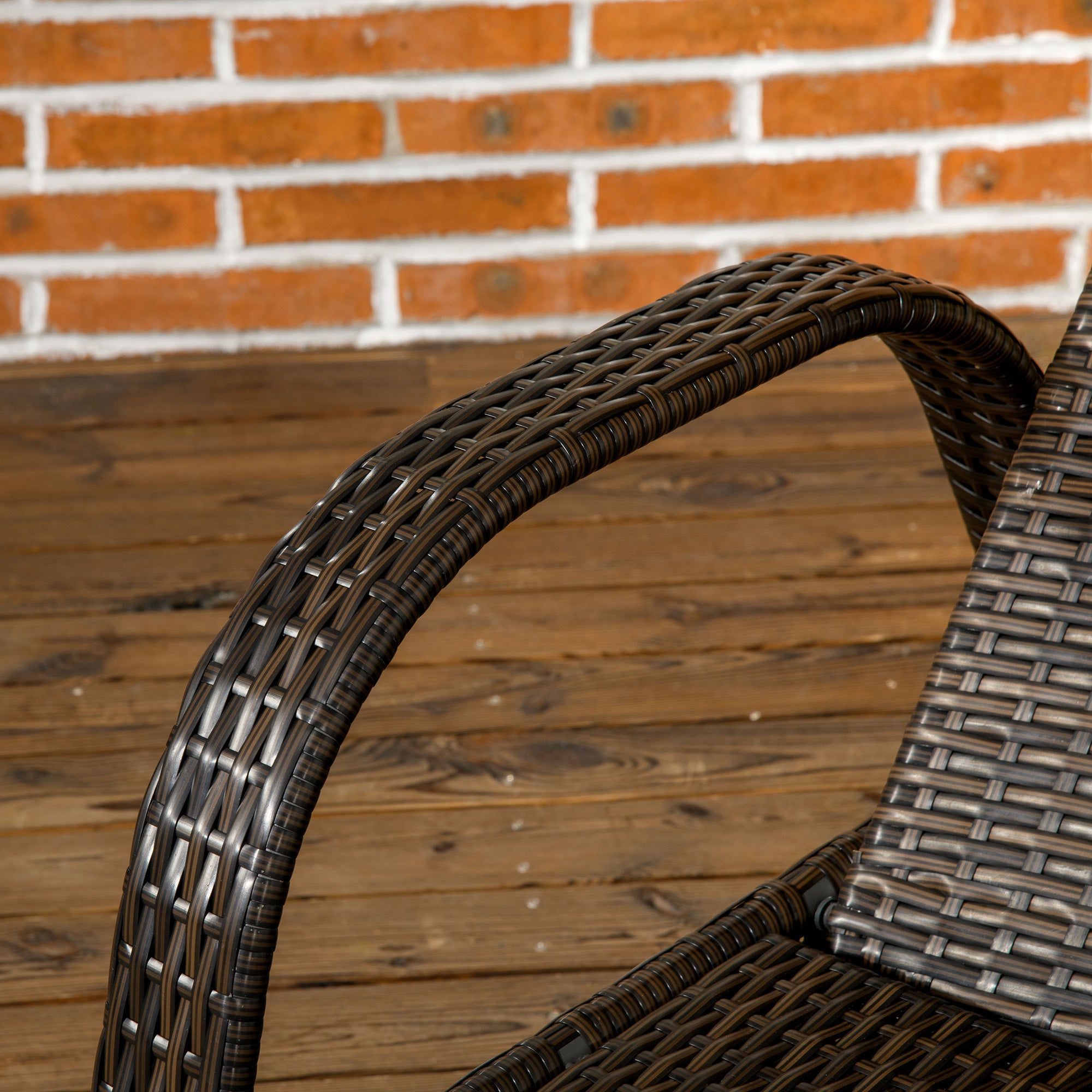 Outsunny 3 Pieces Wicker Patio Lounger Set with Table, PE Rattan Outdoor Lounge Chair Set with Cushions, Wheels, 5-Level Reclining Backrest, Headrest, Dark Blue