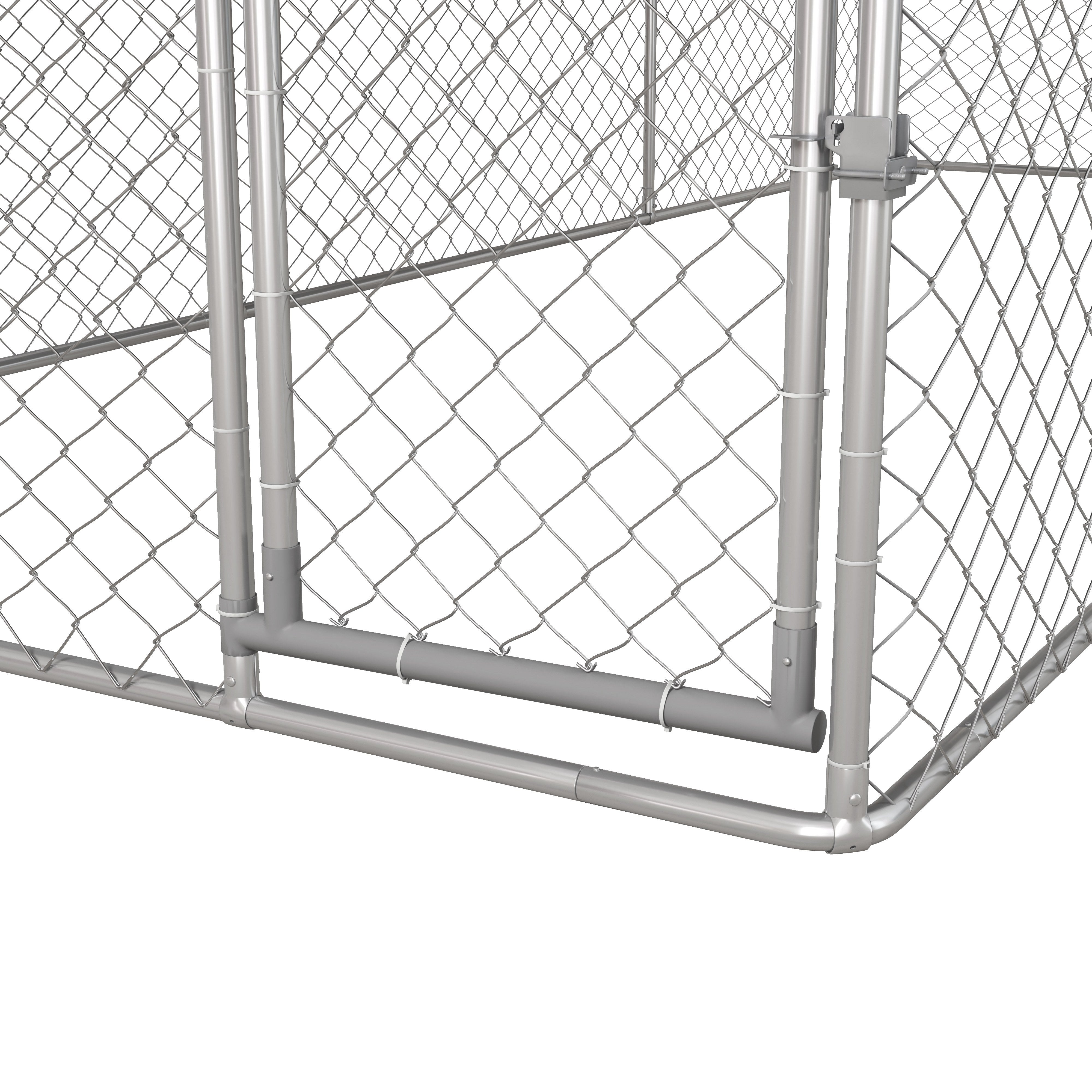 PawHut Large Dog Kennel Outside, Heavy Duty Dog Cage with Waterproof Cover, Outdoor Fence Dog Run with Galvanized Chain Link, Secure Lock, 19.7' x 7.5' x 4.9'