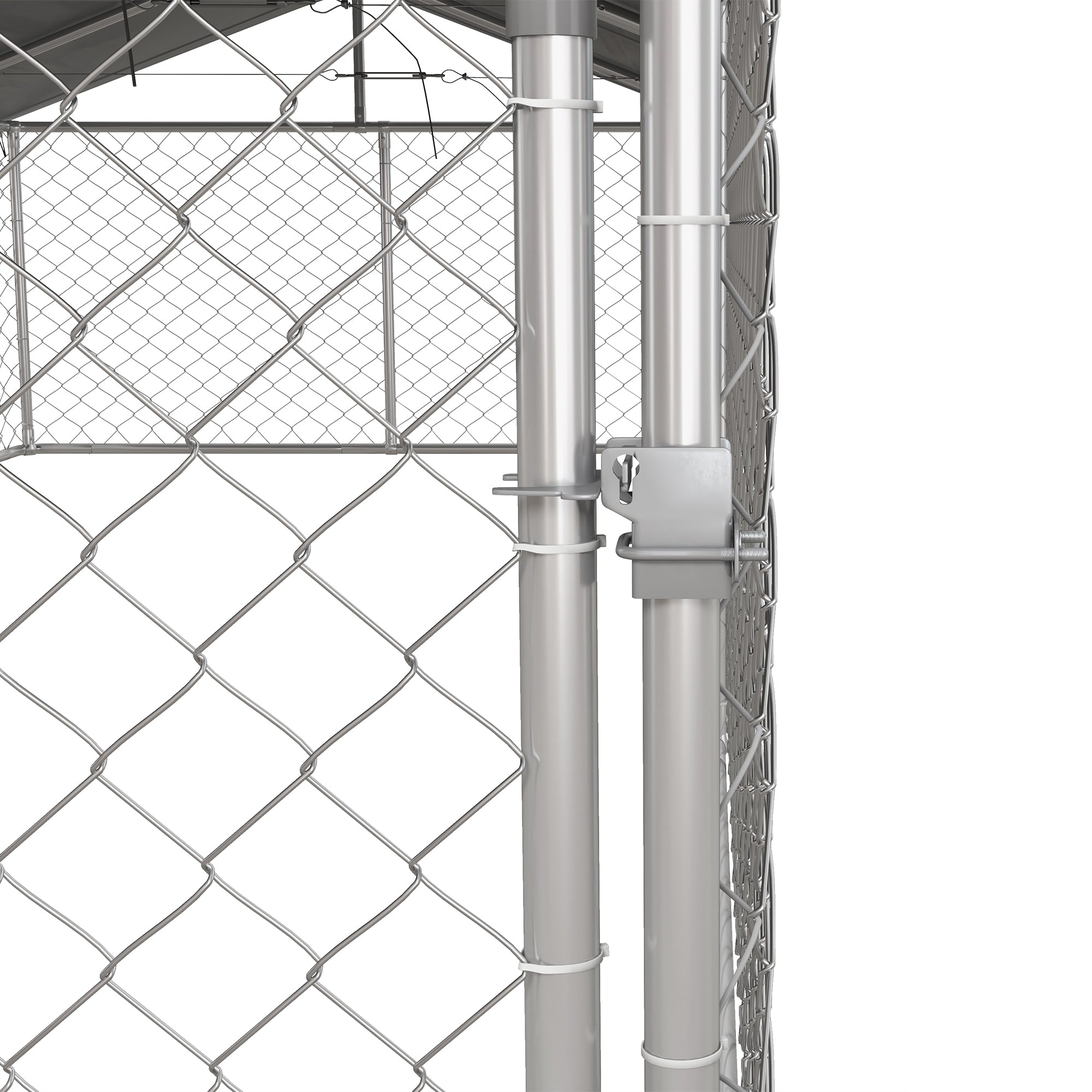 PawHut Large Dog Kennel Outside, Heavy Duty Dog Cage with Waterproof Cover, Outdoor Fence Dog Run with Galvanized Chain Link, Secure Lock, 19.7' x 7.5' x 4.9'