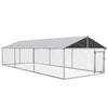 PawHut Outdoor Dog Kennel Dog Run with Waterproof, UV Resistant Cover for Medium and Large Sized Dogs, 19.7' x 7.5' x 4.9', Silver