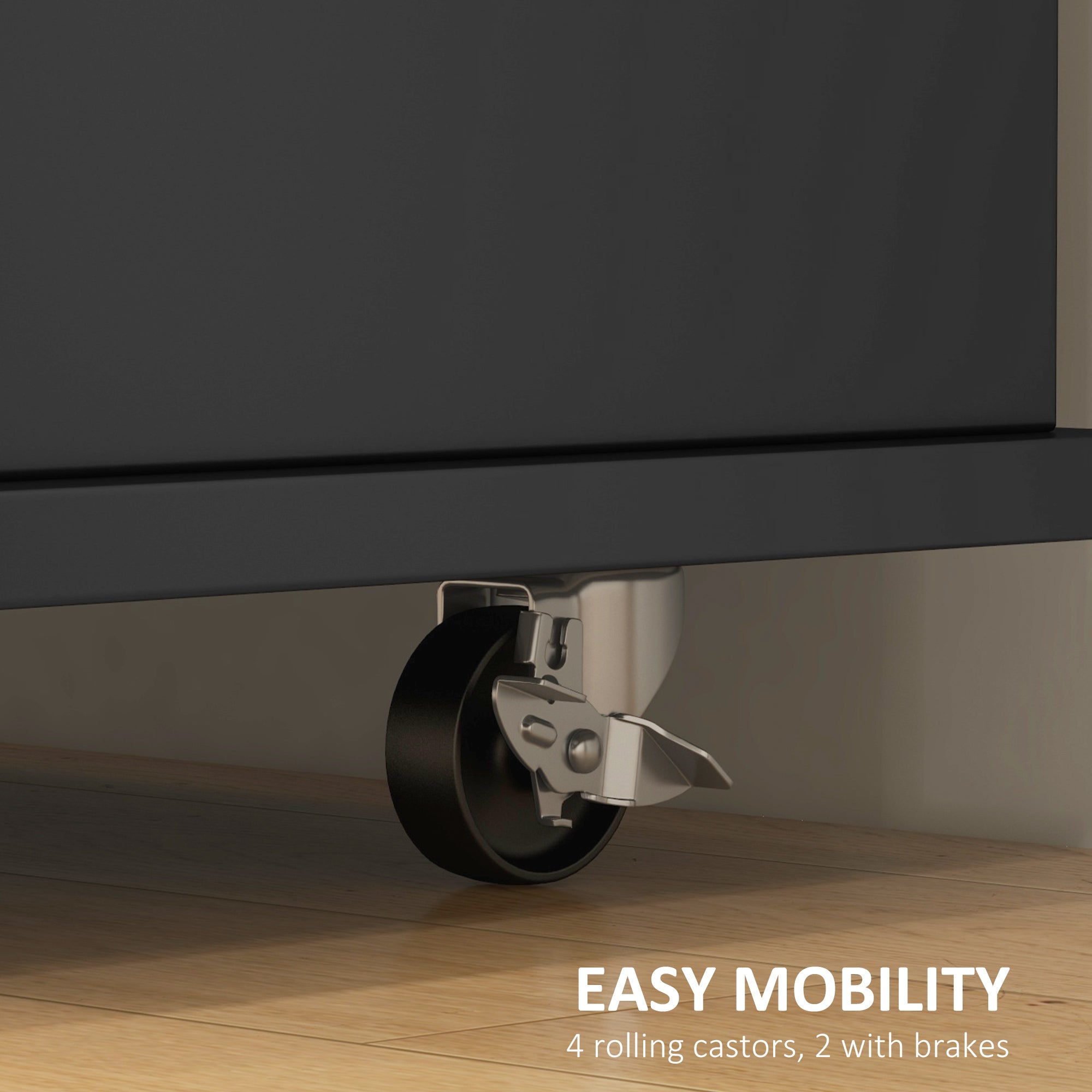 HOMCOM Kitchen Island with Drop Leaf, Rolling Kitchen Cart on Wheels with 3 Drawers, Cabinet, Natural Wood Top, Spice Rack and Towel Rack, Black