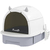 PawHut Cat Litter Box with Lid, Drawer Style Enclosed Kitty Litter Box with Front Door Flap, Scoop, Handle, Easy Clean, Cat Litter Tray for Small and Medium Cats, Grey