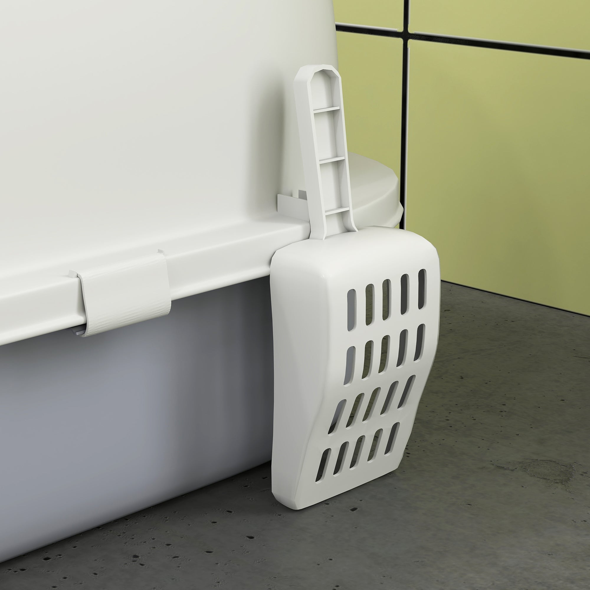 PawHut Cat Litter Box, Covered Kitty Litter Box with Lid, Scoop, Deodorizing Bags for Odor Control, Privacy, Portable, Easy to Clean, Gray