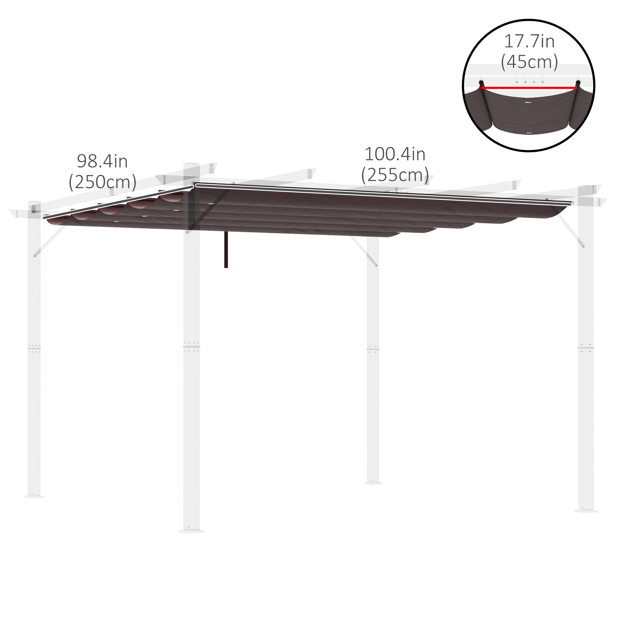 Outsunny Retractable Replacement Pergola Canopy for 10' x 10' Pergola, Pergola Cover Replacement, Coffee