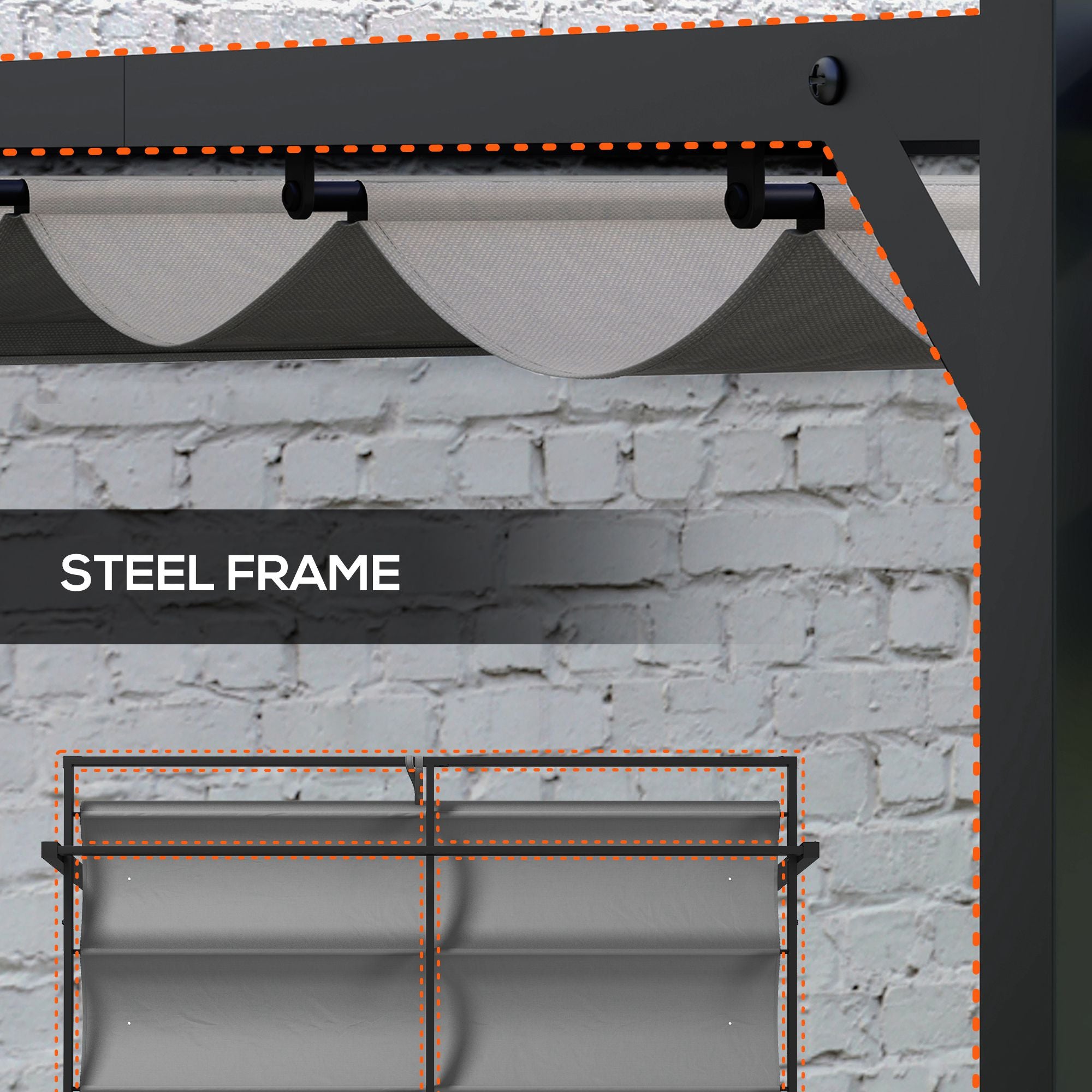 Outsunny 10' x 10' Retractable Pergola Canopy, Garden Gazebo Outdoor Shade Shelter for Grill, Patio, Deck, Dark Grey