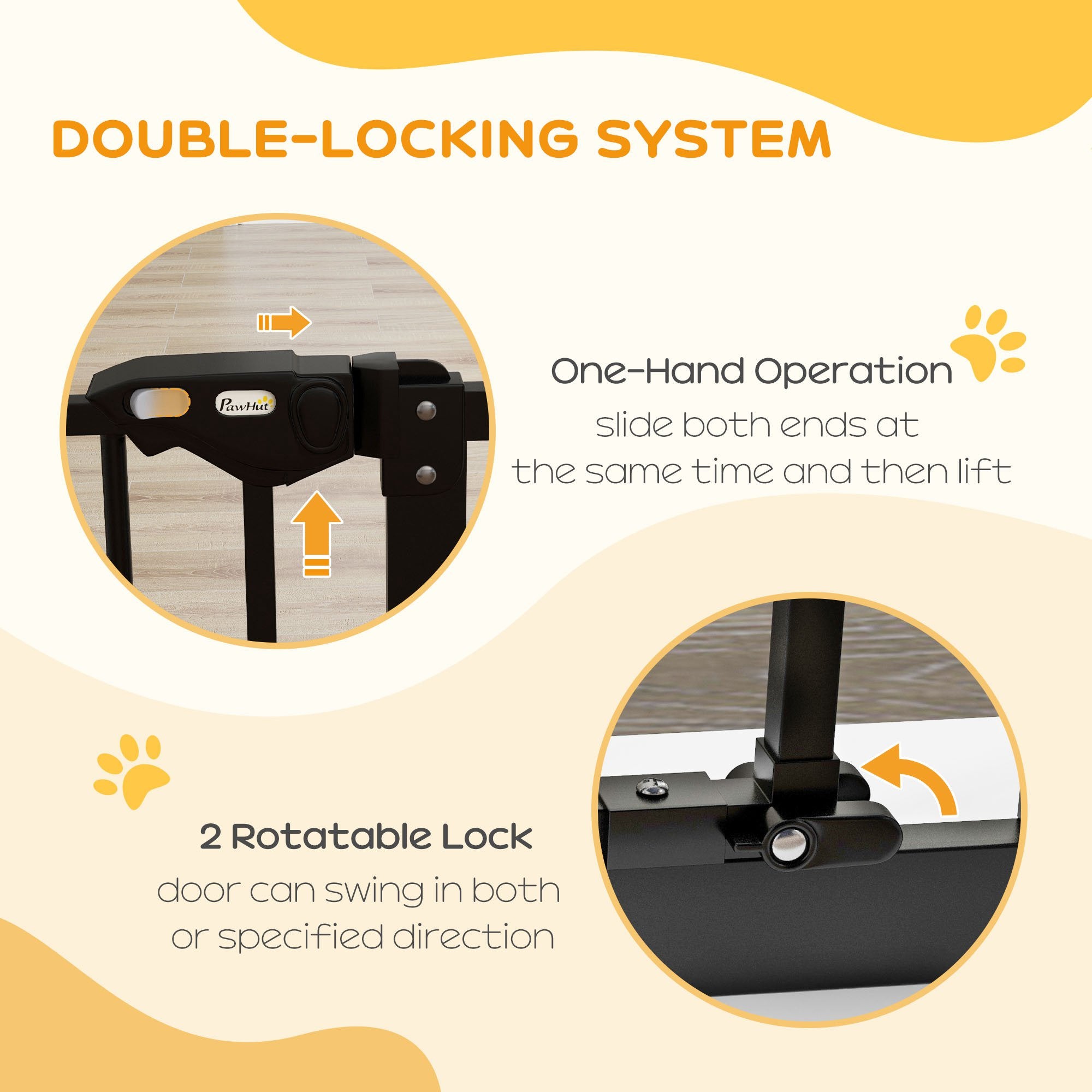 PawHut 30 Inch Tall Pet Gate with Door Dog Gate and Barrier Indoor for Stairs, Pressure-Mounted Safety Gate, Black