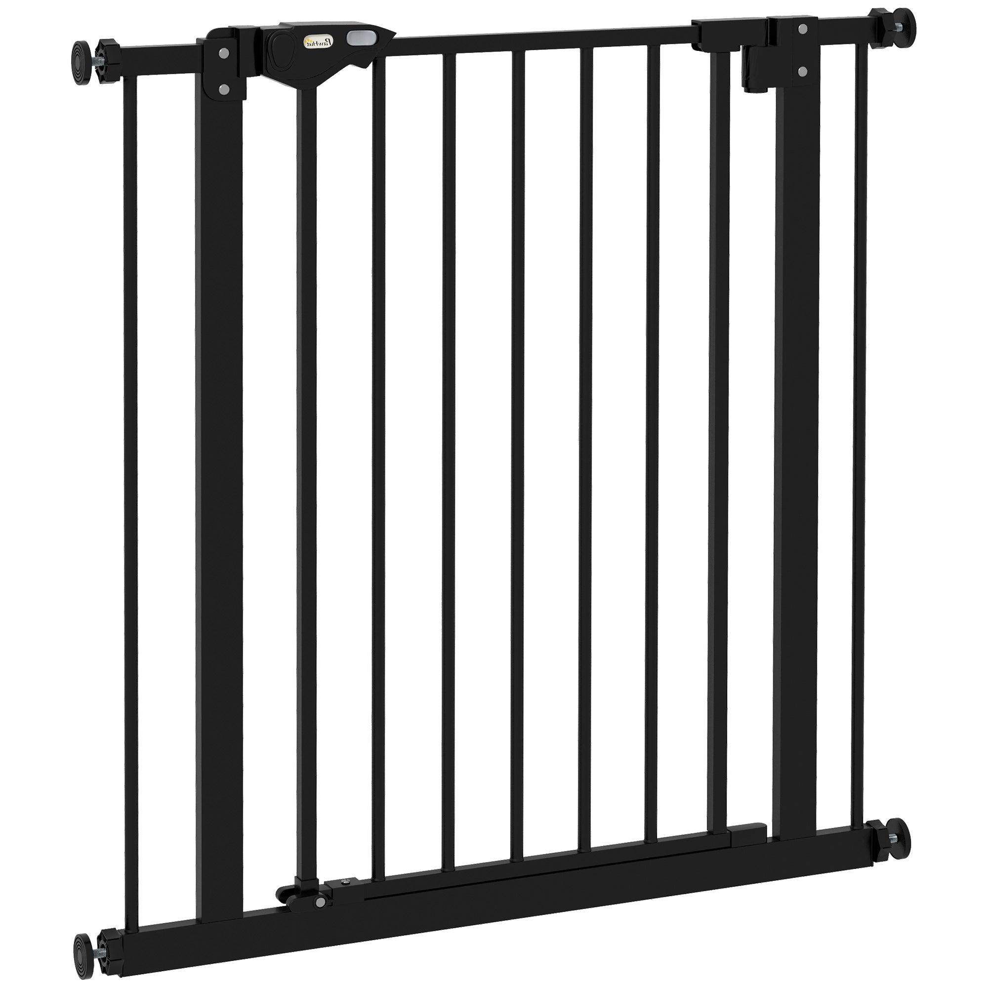 PawHut 30 Inch Tall Pet Gate with Door Dog Gate and Barrier Indoor for Stairs, Pressure-Mounted Safety Gate, Black
