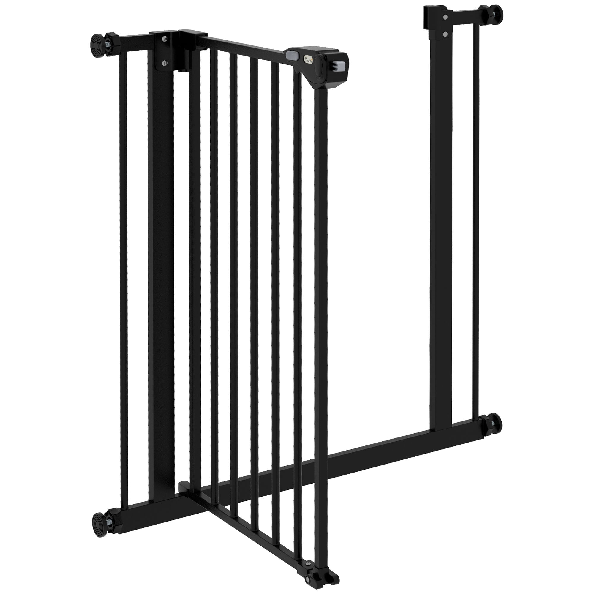 PawHut 30 Inch Tall Pet Gate with Door Dog Gate and Barrier Indoor for Stairs, Pressure-Mounted Safety Gate, Black