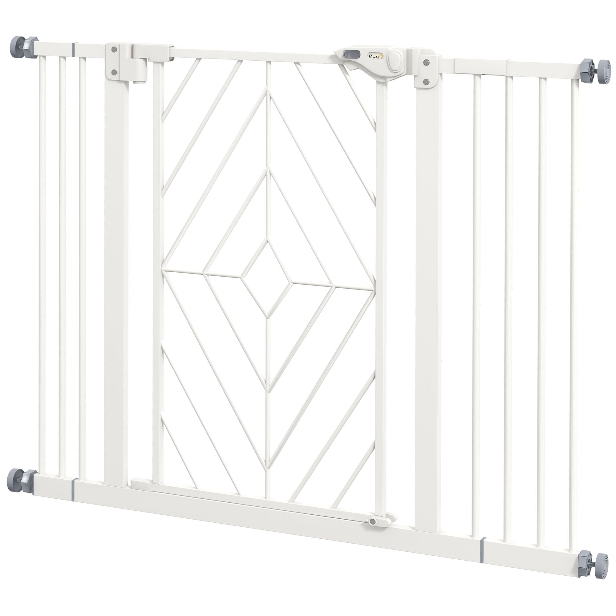 PawHut Pressure Fit Safety Gate for Doorways and Staircases, Dog Gate with Auto Closing Door, Pet Barrier for Hallways with Double Locking, Openings 74-100cm - White