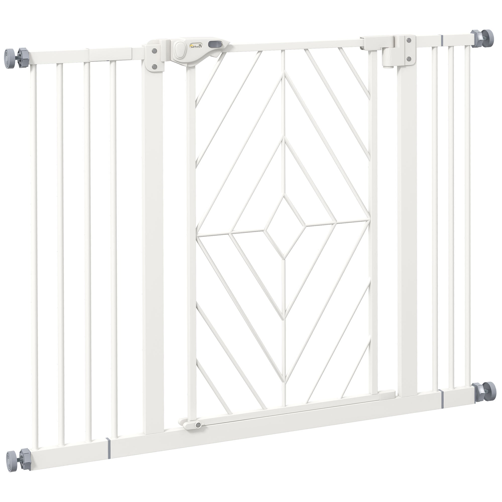 PawHut Pressure Fit Safety Gate for Doorways and Staircases, Dog Gate with Auto Closing Door, Pet Barrier for Hallways with Double Locking, Openings 74-100cm - White