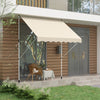 Outsunny 10x5ft Manual Retractable Awning, Patio Sun Shade Canopy Shelter with 5.6-9.2ft Support Pole, Water Resistant UV Protector, for Window, Door, Porch, Deck, Beige