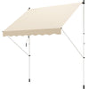 Outsunny 10x5ft Manual Retractable Awning, Patio Sun Shade Canopy Shelter with 5.6-9.2ft Support Pole, Water Resistant UV Protector, for Window, Door, Porch, Deck, Beige