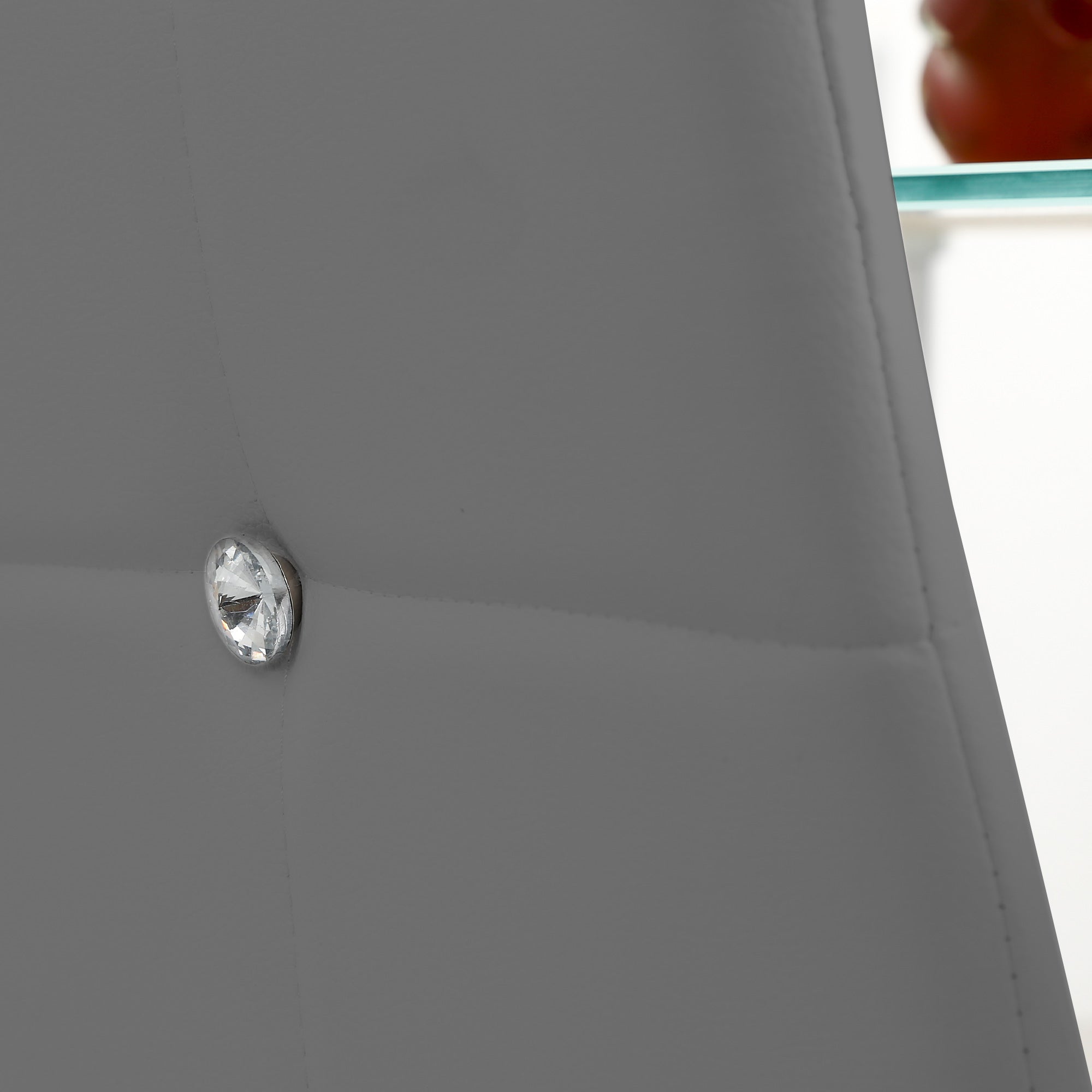 HOMCOM Modern Dining Chairs Set of 4, Upholstered Faux Leather Kitchen Chairs with Crystal Tufting and Metal Legs for Living Room, Dining Room, Bedroom, Grey