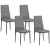 HOMCOM Modern Dining Chairs Set of 4, Upholstered Faux Leather Kitchen Chairs with Crystal Tufting and Metal Legs for Living Room, Dining Room, Bedroom, Grey