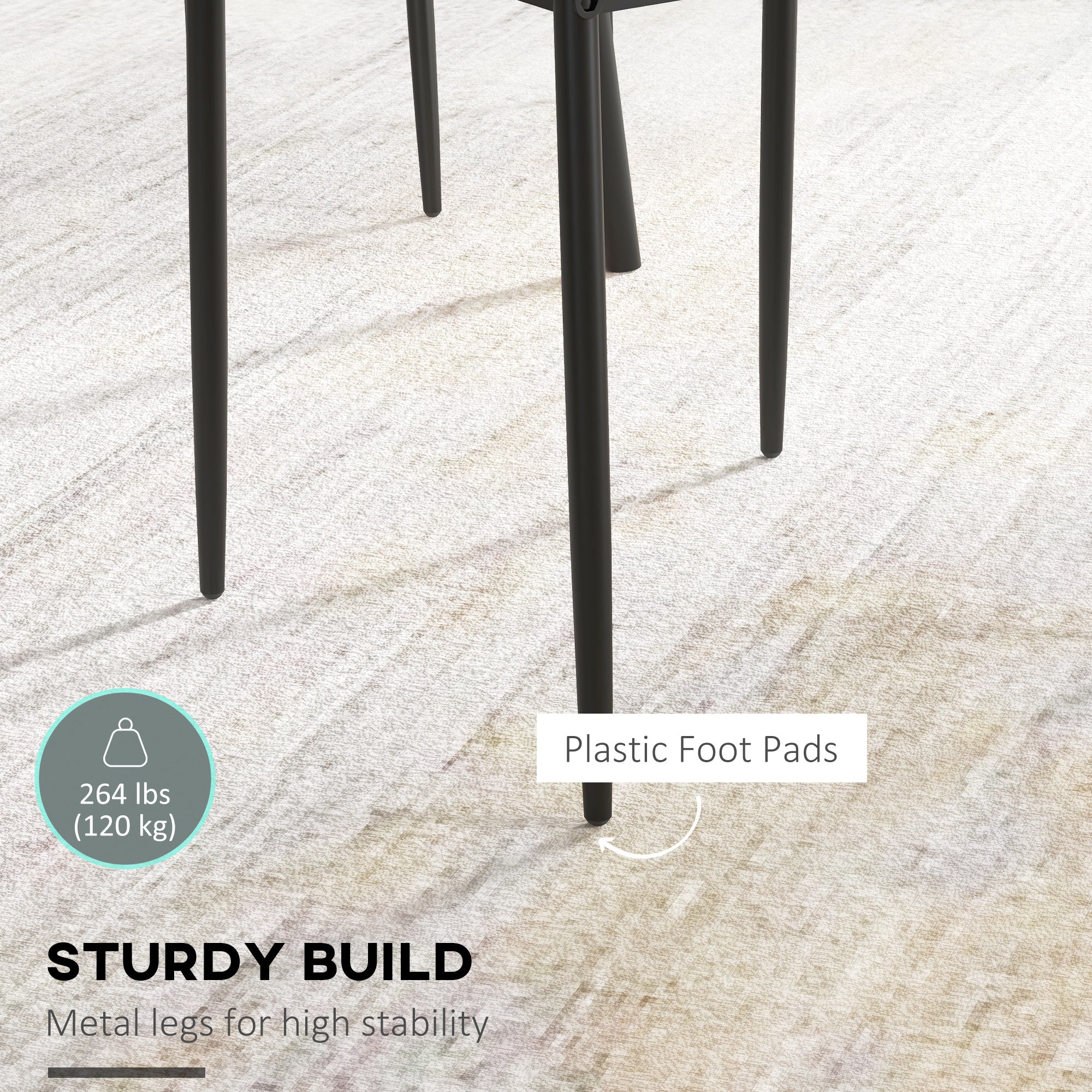 HOMCOM Modern Dining Chairs Set of 4, Upholstered Faux Leather Kitchen Chairs with Crystal Tufting and Metal Legs for Living Room, Dining Room, Bedroom, Grey