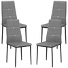 HOMCOM Modern Dining Chairs Set of 4, Upholstered Faux Leather Kitchen Chairs with Crystal Tufting and Metal Legs for Living Room, Dining Room, Bedroom, Grey