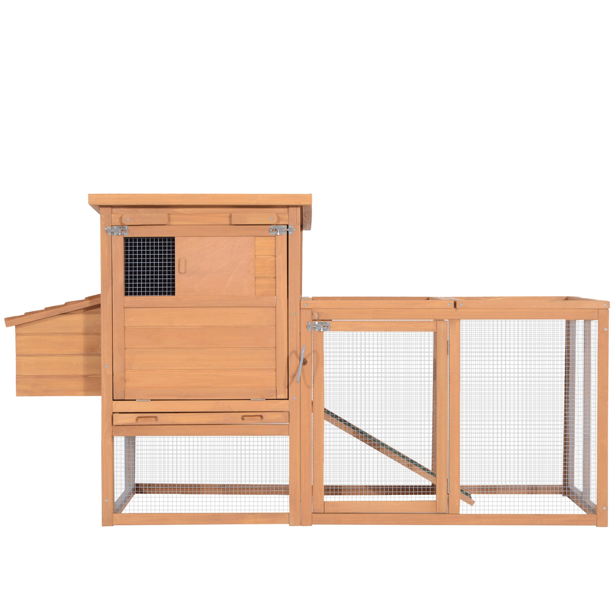 PawHut 2-tier Chicken Coop Wooden Hen House Rabbit Hutch Poultry Cage Pen Outdoor Backyard with Run Ladder