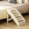 PawHut 4-Level Portable Dog Stairs, Foldable Dog Steps for Small Dogs, Lightweight Cat Steps, with Nonslip Soft Mats, for High Bed, Sofa, Beige