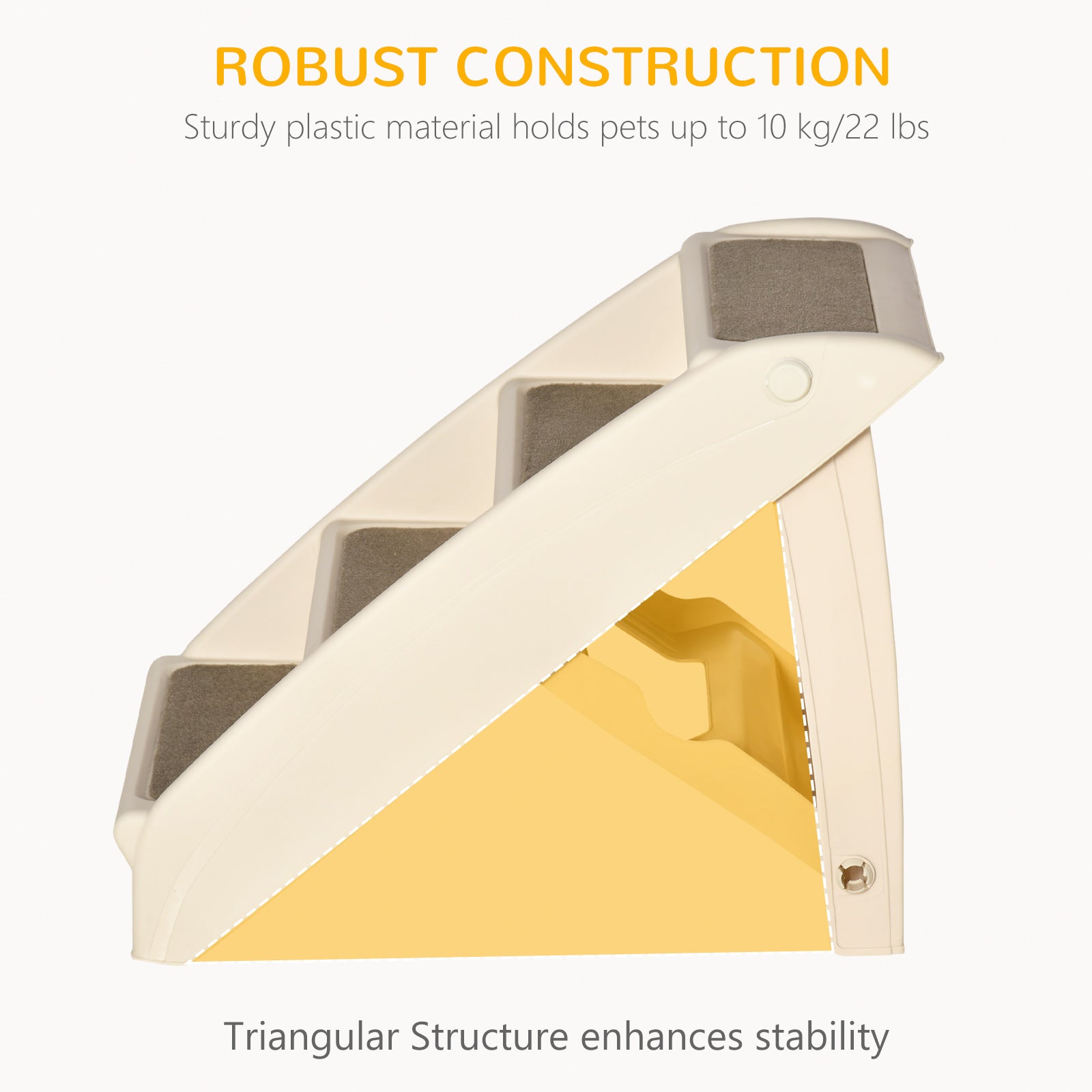 PawHut 4-Level Portable Dog Stairs, Foldable Dog Steps for Small Dogs, Lightweight Cat Steps, with Nonslip Soft Mats, for High Bed, Sofa, Beige