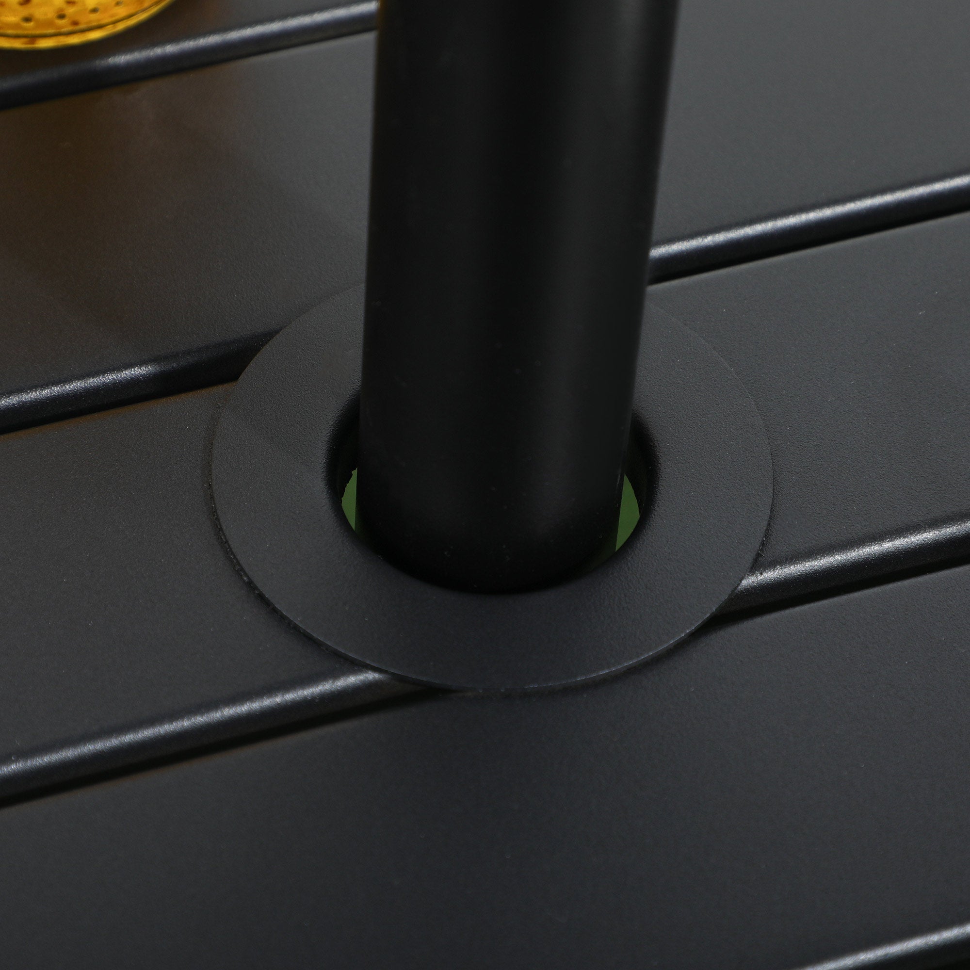 Outsunny Outdoor Side Table, Patio End Table with Umbrella Hole, Small Coffee Table with Steel Frame for Balcony, Black