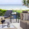 Outsunny Outdoor Side Table, Patio End Table with Umbrella Hole, Small Coffee Table with Steel Frame for Balcony, Black