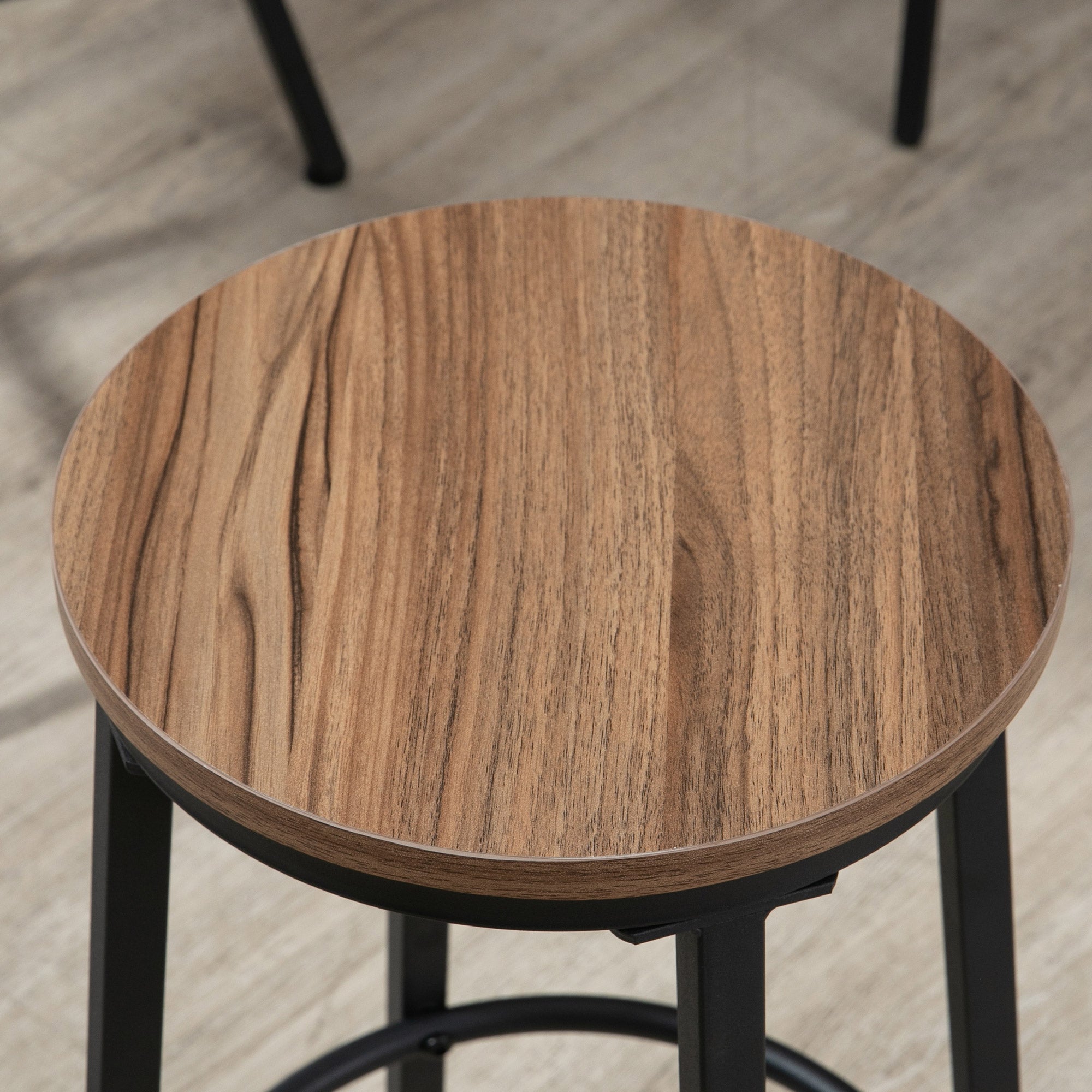 HOMCOM 5-Piece Bar Table and Chairs Set, Space Saving Dining Table with 4 Stools for Pub & Kitchen, Light Brown