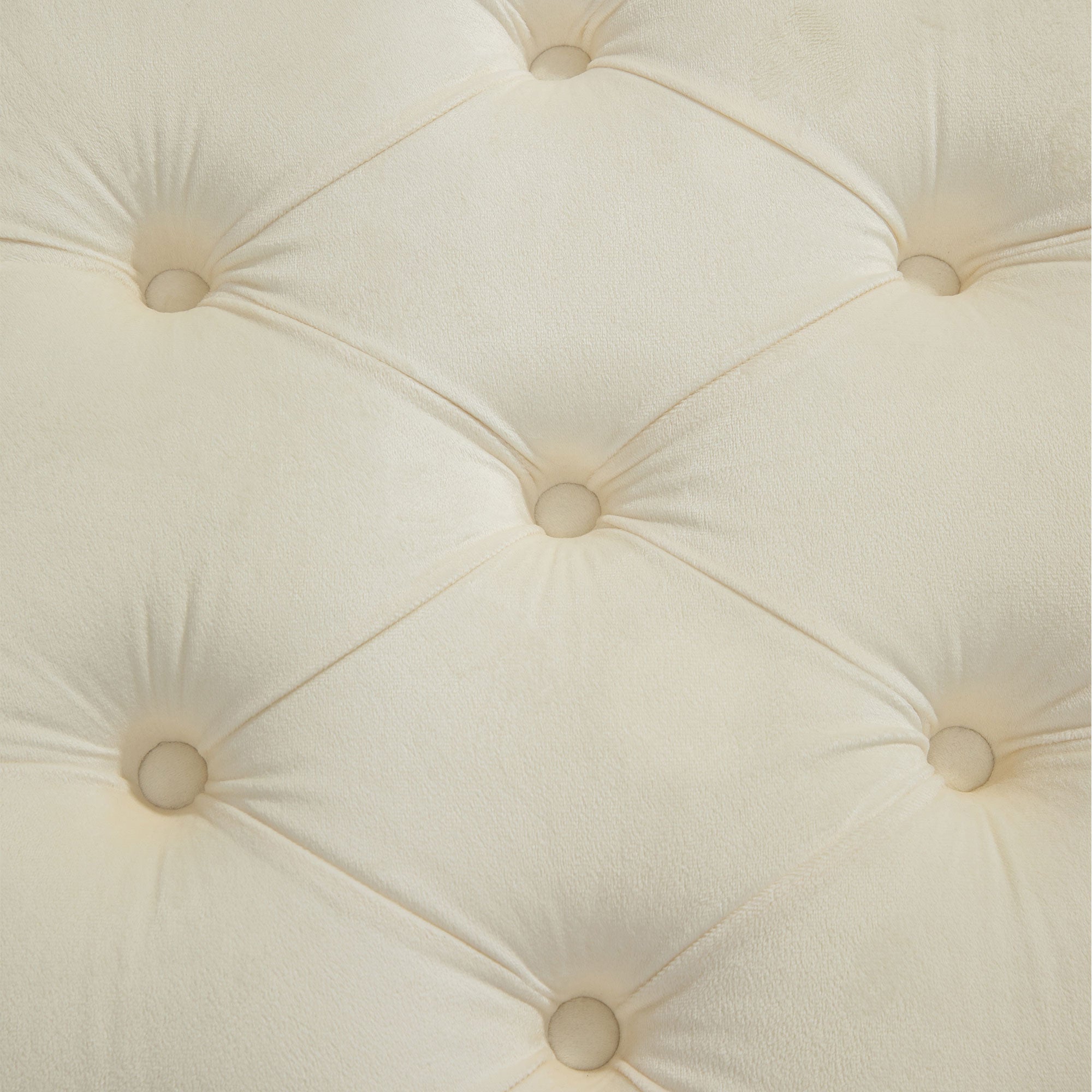 HOMCOM Velvet Upholstered Bench Seat, End of Bed Bench, Entryway Shoe Bench with Button Tufted for Living Room, Bedroom, Cream White