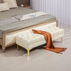 HOMCOM Velvet Upholstered Bench Seat, End of Bed Bench, Entryway Shoe Bench with Button Tufted for Living Room, Bedroom, Cream White