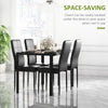 HOMCOM Dining Table Set for 4, 5-Piece Rectangular Glass Kitchen Table and Chairs with Metal Frame and Faux Leather Upholstery for Dining Room, Living Room, Black