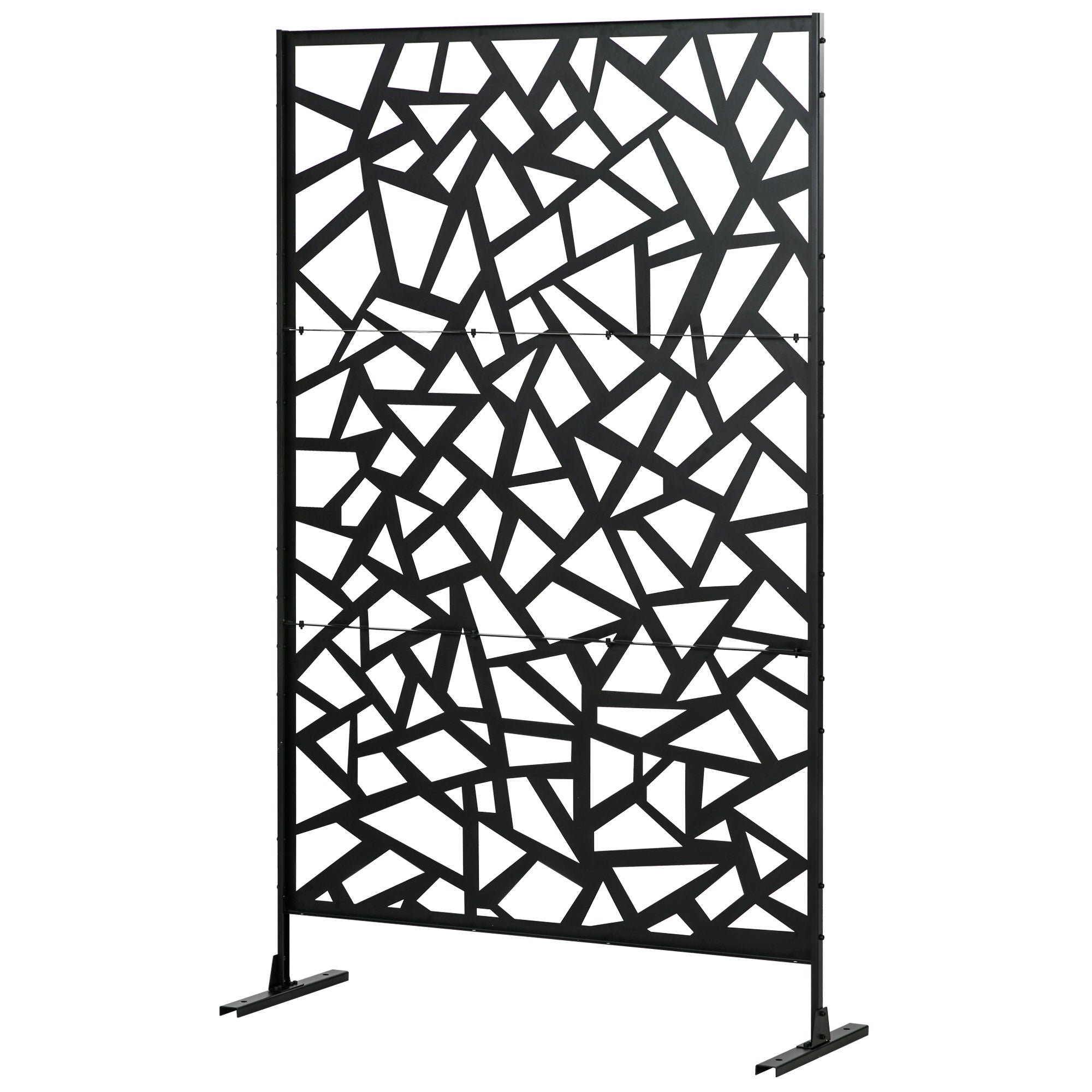 Outsunny Metal Outdoor Privacy Screen, Decorative Outdoor Divider with Stand and Expansion Screws, Freestanding Privacy Panel for Garden Backyard Deck, Irregular Fence Style