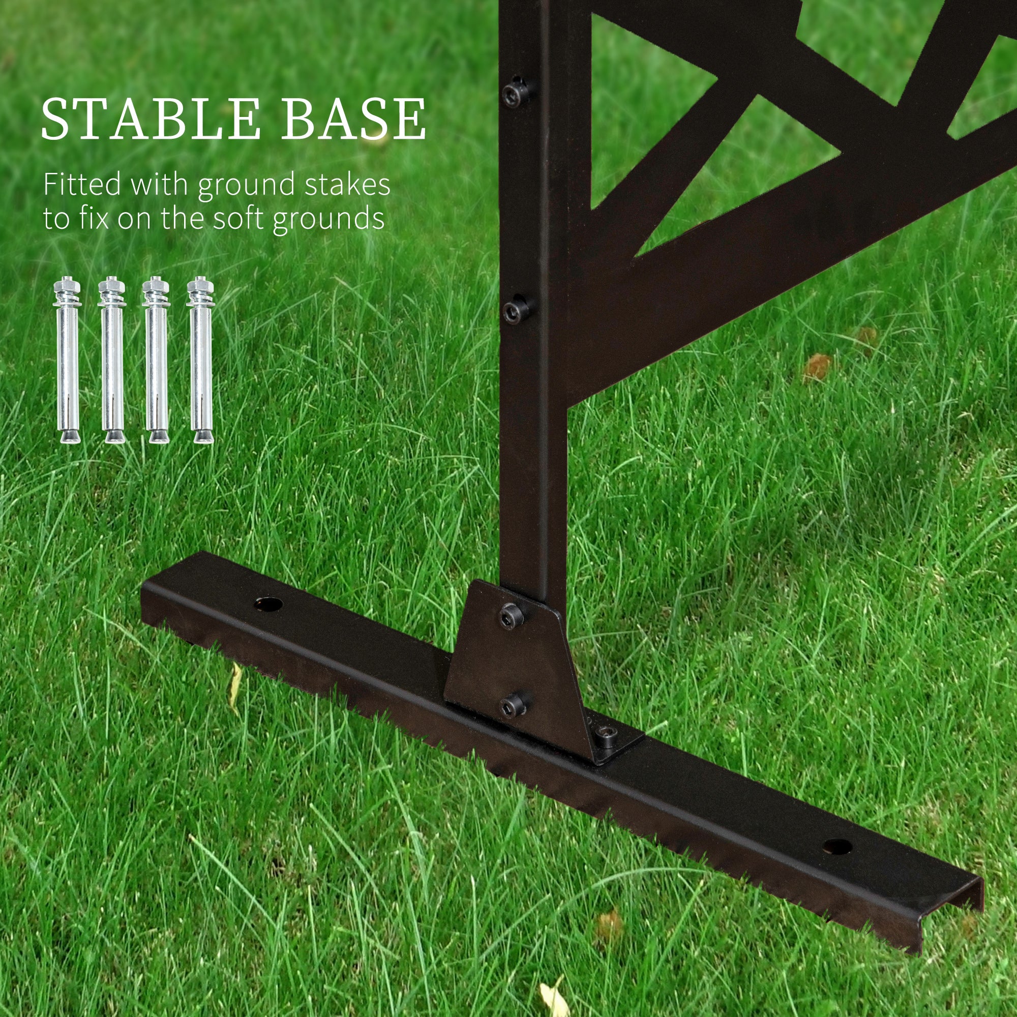 Outsunny Metal Outdoor Privacy Screen, Decorative Outdoor Divider with Stand and Expansion Screws, Freestanding Privacy Panel for Garden Backyard Deck, Irregular Fence Style